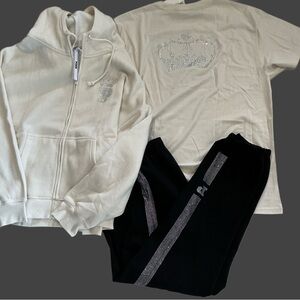 NEW VS PINK BLING HOODIE, JOGGERS & TEE SHIRT 3PC SET MIXED SIZES OK